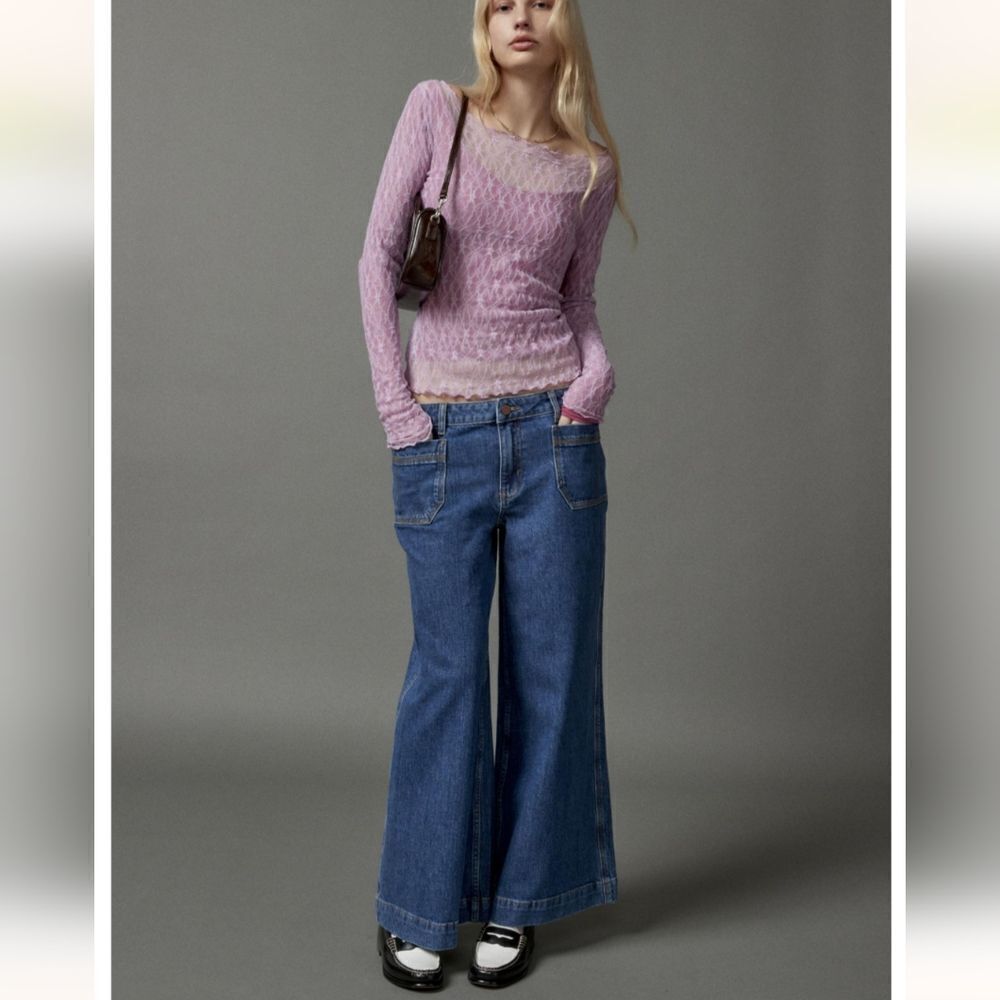 NWOT BDG A-line baggy wide-leg patch pocket jeans sz 30 Large